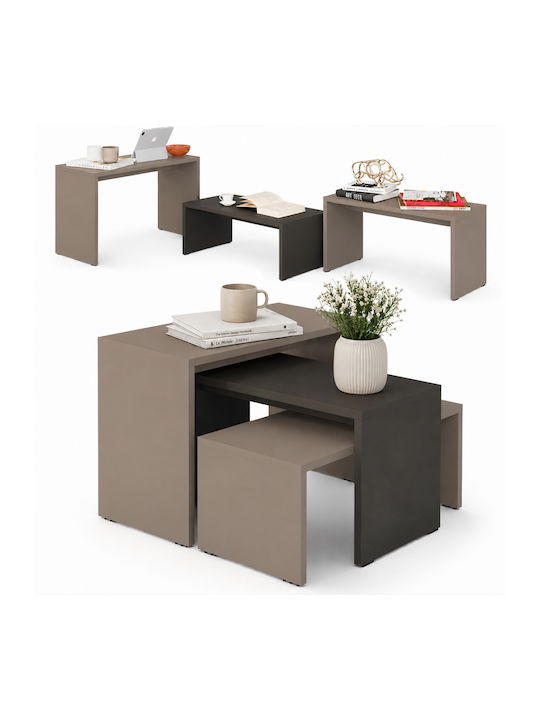Set Zigon Rectangular Din Lemn Culoare Moka 3 Bucăți L65xL30xÎ39cm