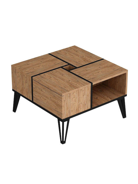 Square Central Coffee Table Nirvana Wooden Pine-Black M71.8xL71.8xH43.8cm