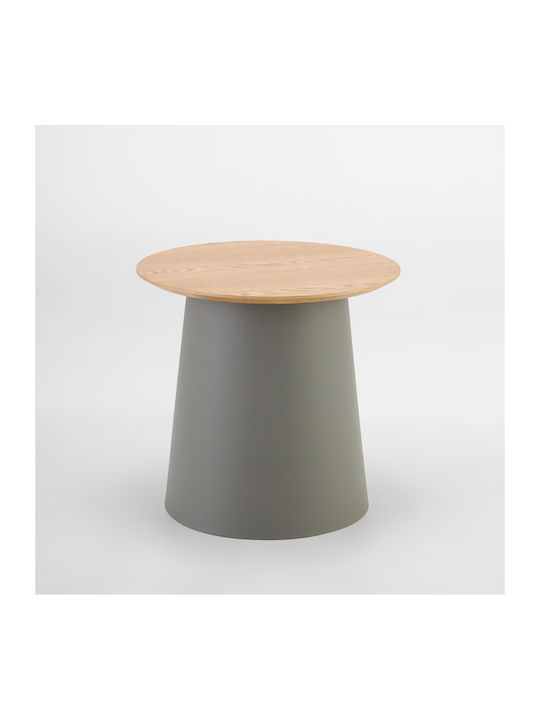 Round Side Table Zentra Made of Solid Wood Natural Gray 50x50x47.5 cm