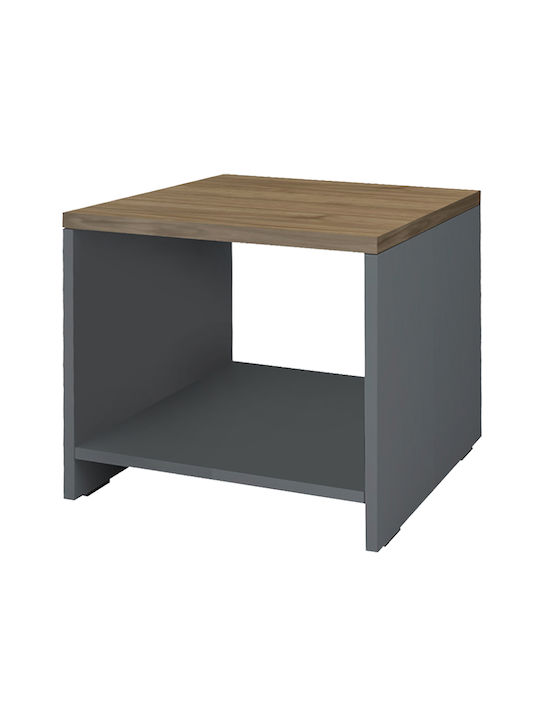 Rectangular Side Coffee Table Venturo Wooden Anthracite - Walnut W60xL60xH45cm