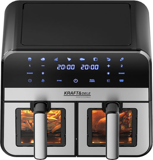 Kraft & Dele Air Fryer с Двойна Подвижна Кошница 9л Черен KD4179