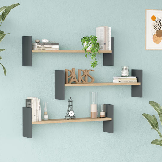 Raft Mento Stejar Cu Antracit 75.6x14.5x23.6cm