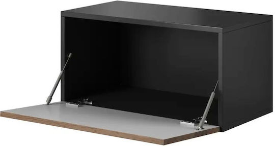 Roco RO3 Dulap Suspendat pentru Sufragerie din Placă Aglomerată Alb/Alb/Negru cu Iluminare LED 39x75x37cm