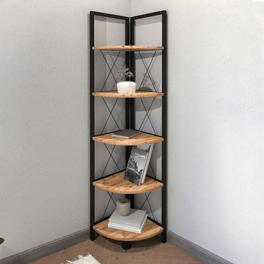 Corner Bookcase Kelsie Black / Pine Oak 33x33x162cm