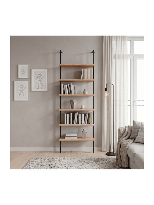 Βιβλιοθήκη Madison Μαύρο / Pine Oak 60x20x183εκ.