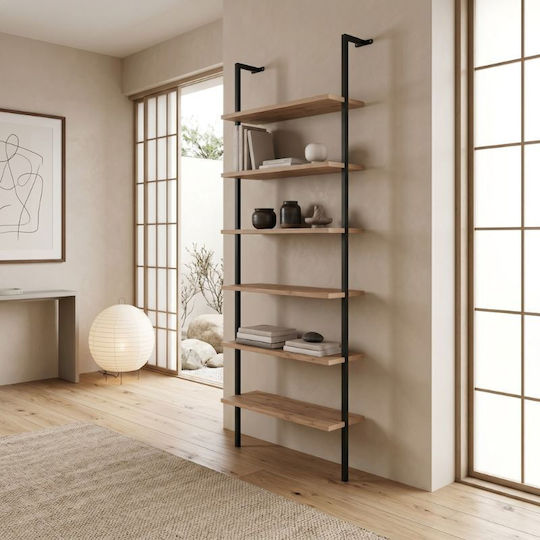 Βιβλιοθήκη Madison Μαύρο / Pine Oak 60x20x183εκ.