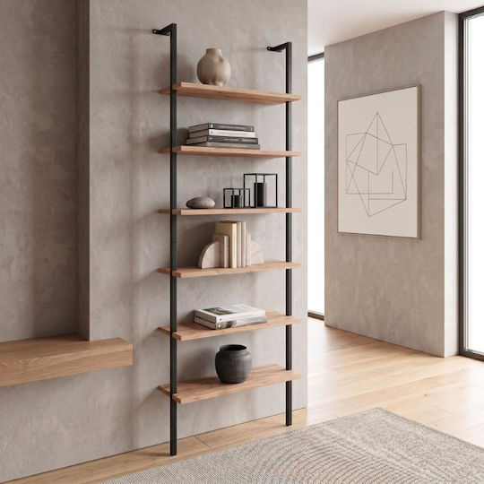 Βιβλιοθήκη Madison Μαύρο / Pine Oak 60x20x183εκ.