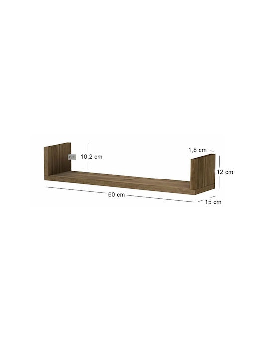 Rafturi de Perete Dark Nuc (3 Bucăți) 60x15x12cm