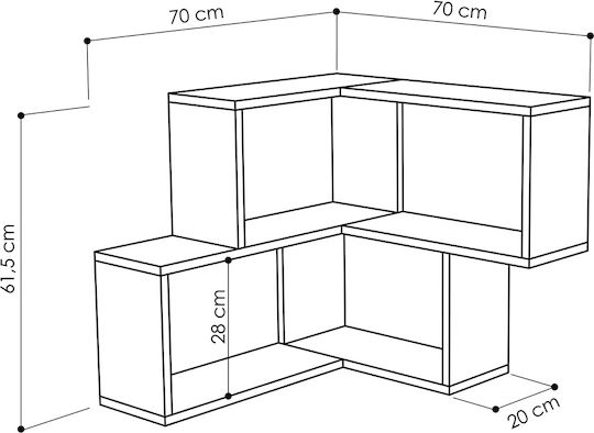 Γωνιακό Ράφι Corner Λευκό 70x20x61.5εκ.