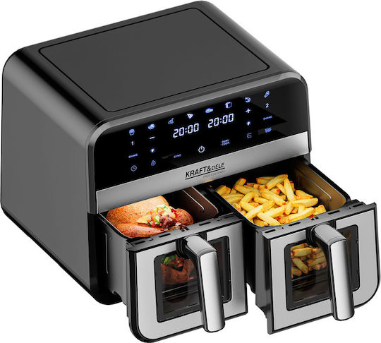 Kraft & Dele Air Fryer с Двойна Подвижна Кошница 9л Черен KD4179
