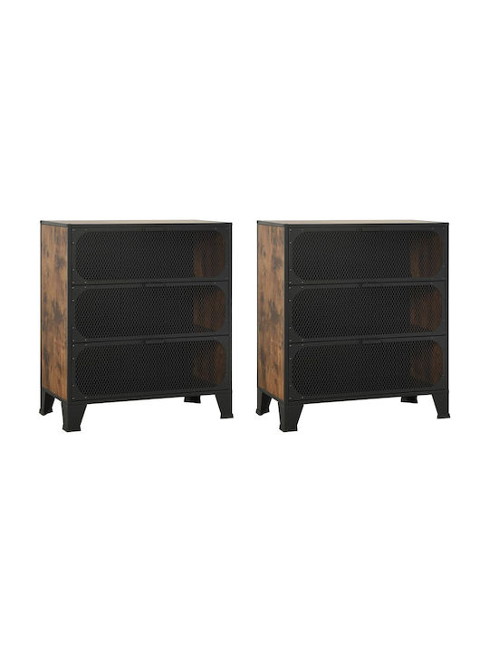 vidaXL Wohnzimmer Vitrine aus Holz und Metall Braune 72x36x82cm