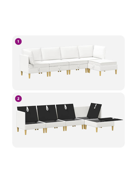 Corner Couch with Storage Space White 280x140x82 cm