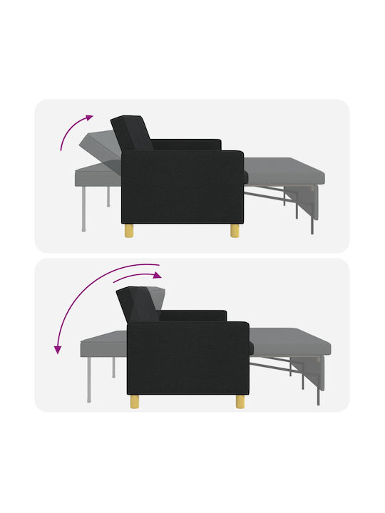 Corner Couch Bed Black 154x94.5x80.5cm