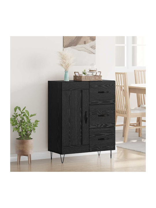 Sideboard aus Holz & Metall mit Schubladen Schwarze Eiche 69.5x34x90cm