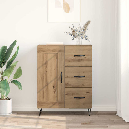 Sideboard aus Holz & Metall mit Schubladen Eiche 69.5x34x90cm