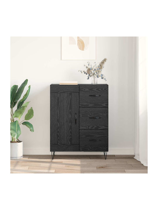 Sideboard aus Holz & Metall mit Schubladen Schwarze Eiche 69.5x34x90cm