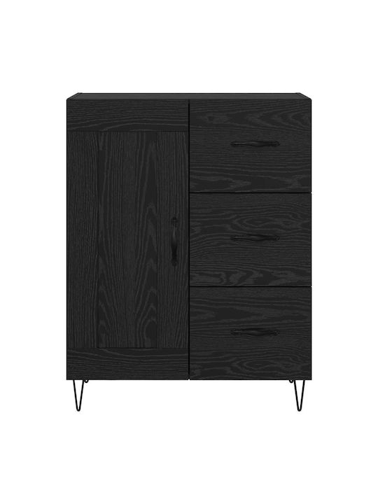 Sideboard aus Holz & Metall mit Schubladen Schwarze Eiche 69.5x34x90cm