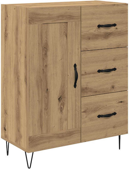 Sideboard aus Holz & Metall mit Schubladen Eiche 69.5x34x90cm