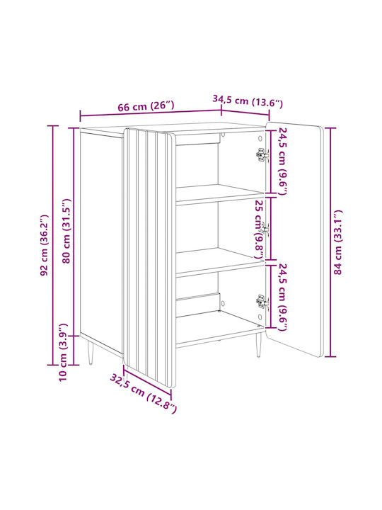 Bufet Din Lemn Sonoma Gri 66x34.5x92cm