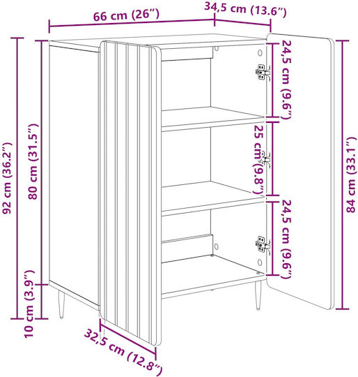 Bufet Din Lemn Sonoma Gri 66x34.5x92cm