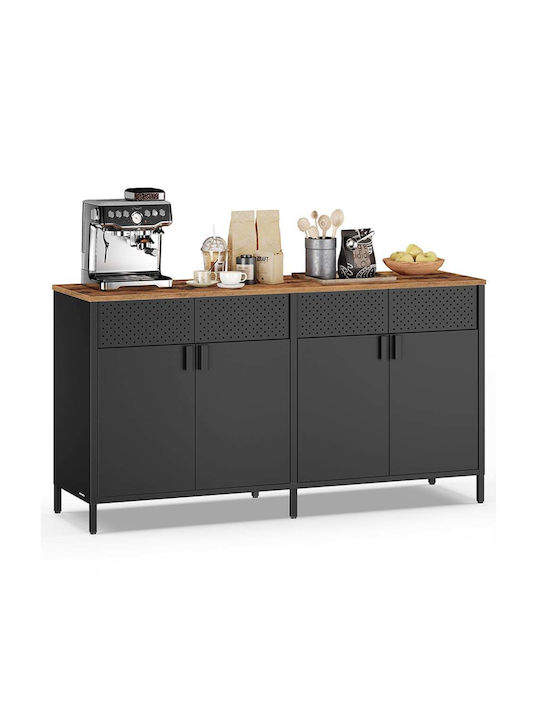 Sideboard from Metal Black - Brown 141x40x76cm