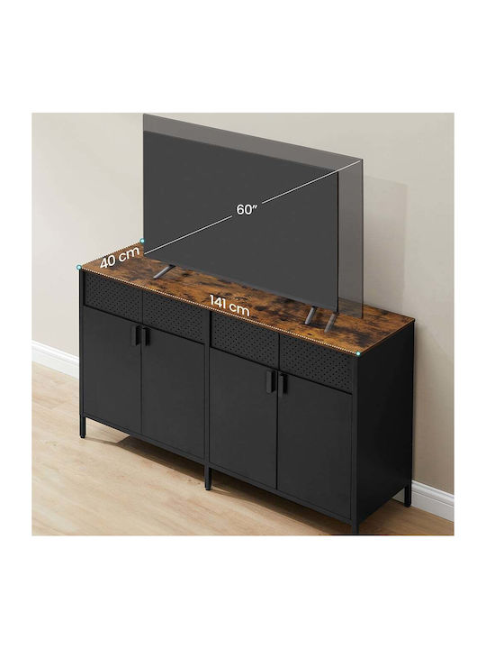 Sideboard from Metal Black - Brown 141x40x76cm