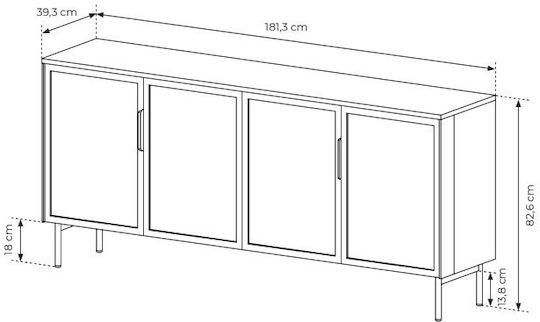 Sideboard Lumi Wooden Walnut 181x39x82cm