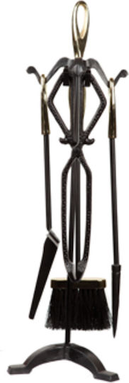 Aca Netto Fireplace Tool Set with Stand Holder Black