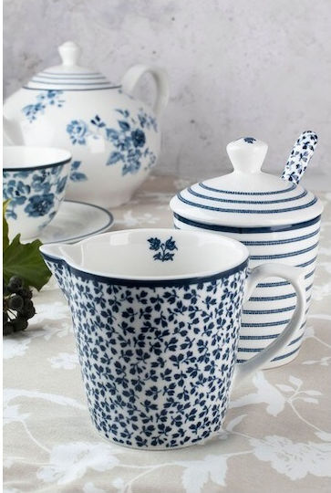 Laura Ashley Blueprints Porcelain Milk Jug - Sugar Bowl Set Blue 2pcs