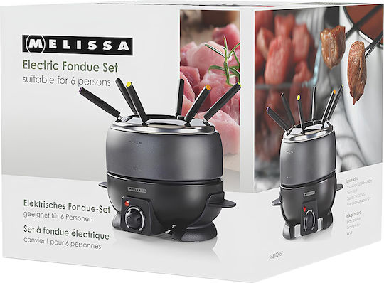 Melissa Electric Metallic Fondue Pot Black 25x16.5x21.5cm