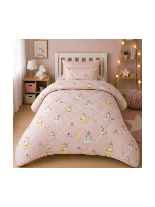 Astron Italy Παιδικό Πάπλωμα Μονό Unicorn Balloon Ροζ 160x240εκ.