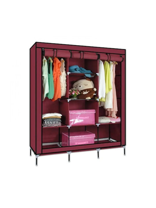Fabric Wardrobe with Zipper and Shelves in Blue Color 130x45x175cm