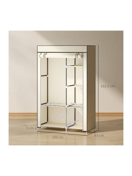 HomCom Fabric Wardrobe with Zipper and Shelves in Beige Color 103x43x162.5cm