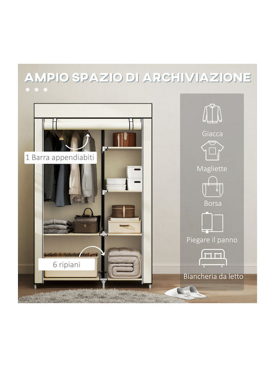 HomCom Fabric Wardrobe with Zipper and Shelves in Beige Color 103x43x162.5cm