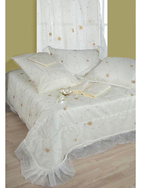 Viopros Bridal Sheets Set Super King 4 Pieces Ecru 240x260cm