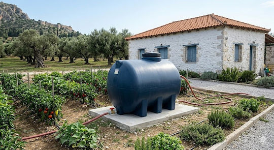 Rotogran Πλαστική Δεξαμενή Νερού / Πετρελαίου Κυλινδρική Οριζόντια 2000lt Μαύρη