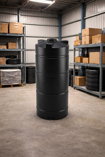Rotogran Vertical Cylindrical Plastic Storage Tank 1500lt for Water / Petroleum Black