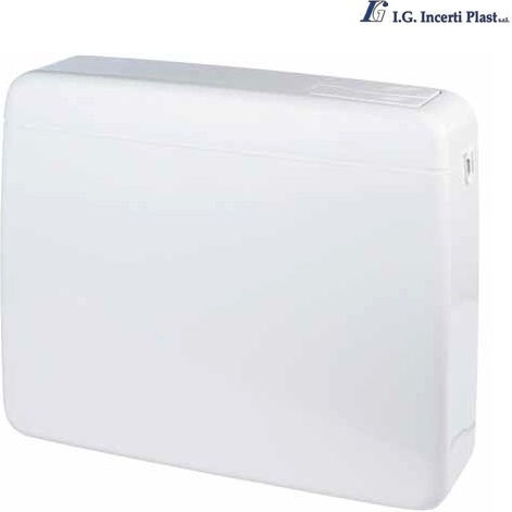 Incerti Plast Azzurra Montat pe perete Plastic Rezervor de toaletă Rectangular Presiune scăzută Alb