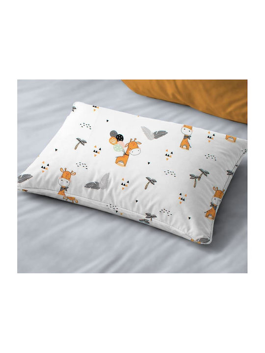 Dimcol Giraffe 599 Baby Pillowcase Made of 100% Cotton White-Orange 45x35cm