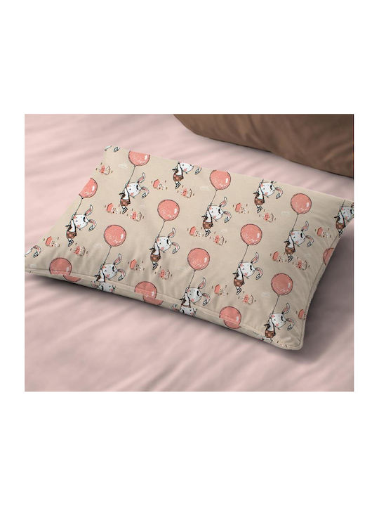 Dimcol Floating Bunny 714 Baby Pillowcase Made Of 100% Cotton Beige-Salmon 45x35cm
