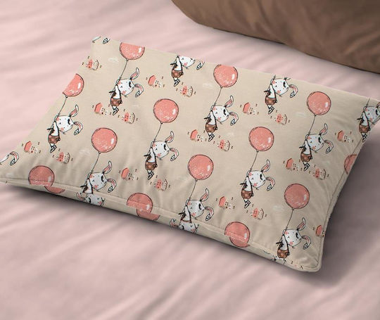 Dimcol Floating Bunny 714 Детски Калъф За Възглавница От 100% Памук Бежово-Сьомга 45x35см