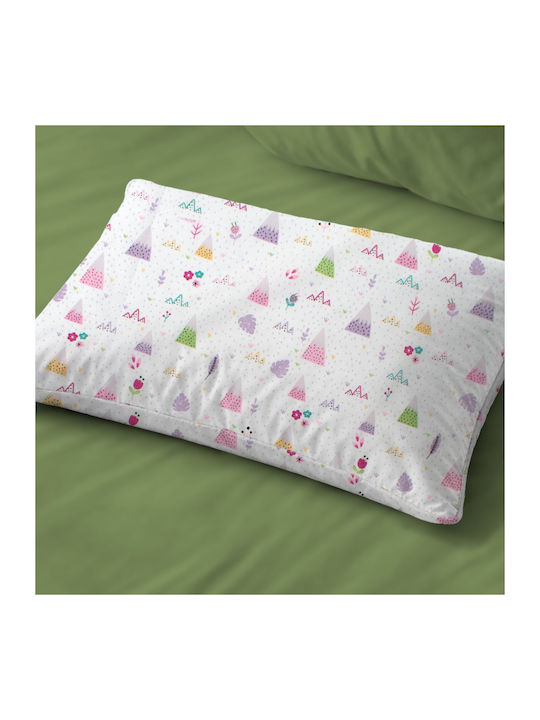 Dimcol Whimsical Mountainside 587 Baby Pillowcase Made of 100% Cotton White-Pastel Lilac 45x35cm