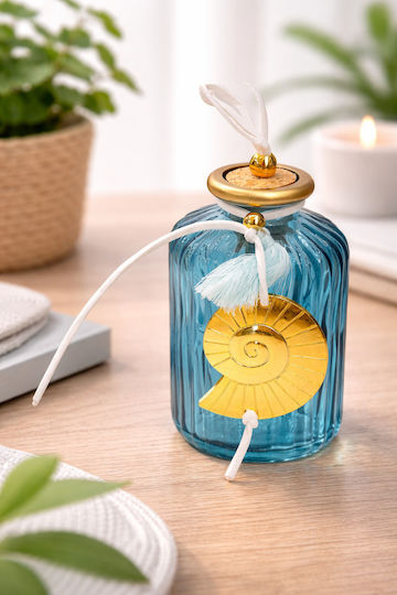 Sticlă Manuală Sticlă Albastru Auriu Scoică 7x10cm Mic 190ml