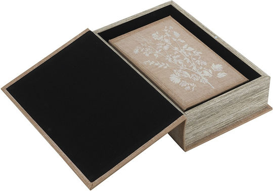 Artekko Cutie Decorativă în Formă de Carte, Set de 2, Lemn, Material Textil, Bej