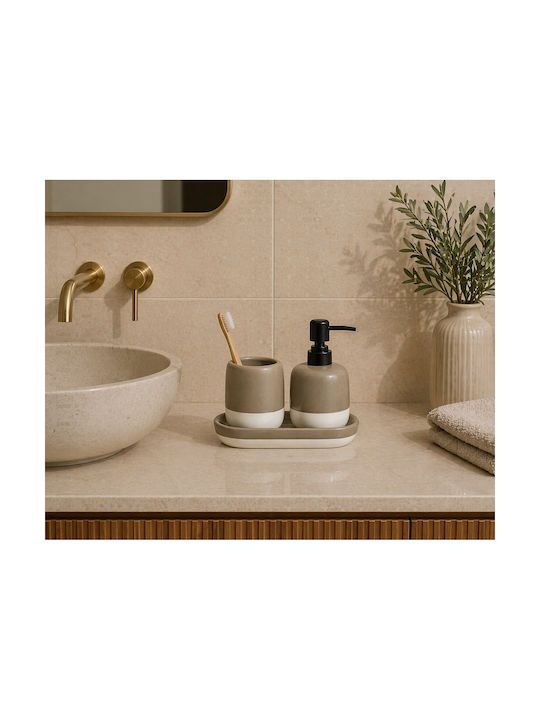 MRShome Bathroom Accessory Set Metal Beige 3 Pieces