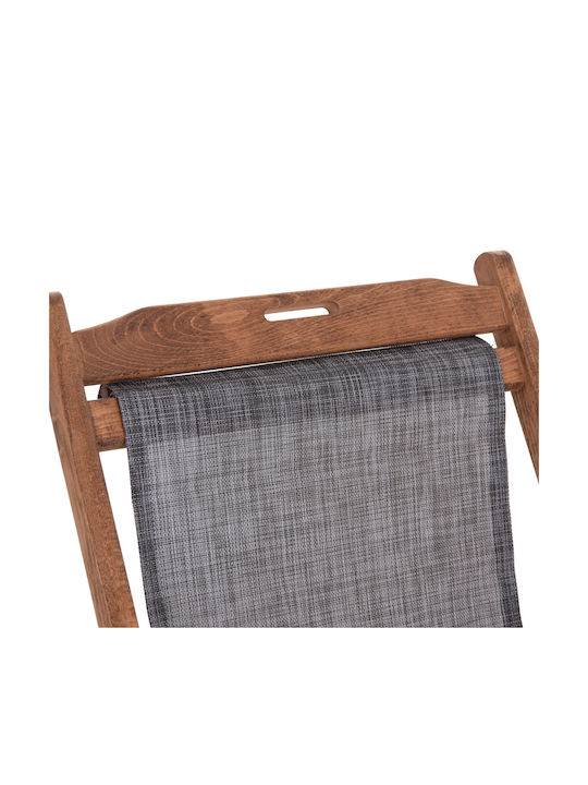 Liegestuhl Lemnos Hölzernes Mit Armlehnen & Grau Stoff 62.5x89x105cm