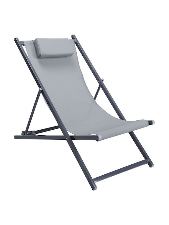 Σεζλόνγκ Deck Μεταλλική με Γκρι Ύφασμα 86x63x101cm