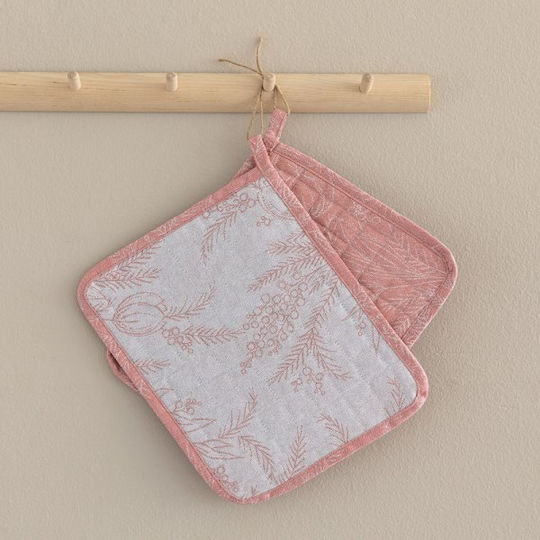 Palamaiki Tat17-tat18 Fabric Pink Pot Holder 2 Pieces