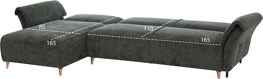 Mailo Corner Sofa Bed with Reversible Angle Green 300x145x80cm
