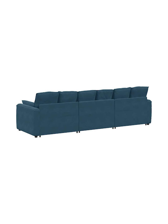Dreisitzer Samt Blau 324x105x64cm